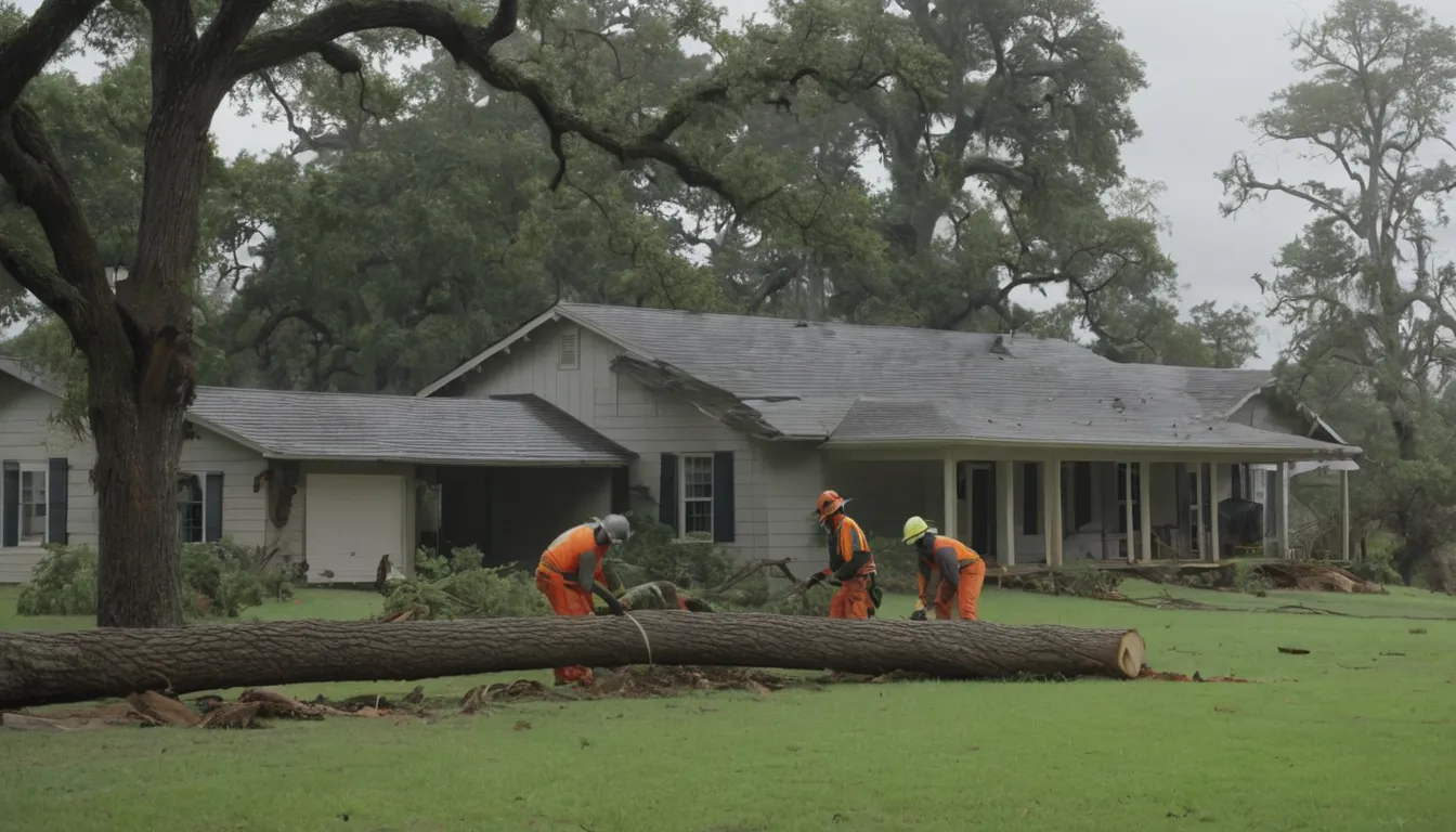 A local tree removal provider safely clearing a storm-fallen tree from a home in Grandview